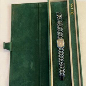 BULOVA | Blue Dial Gold Tone Stainless Steel Women's Bracelet Watch-NEW Battery